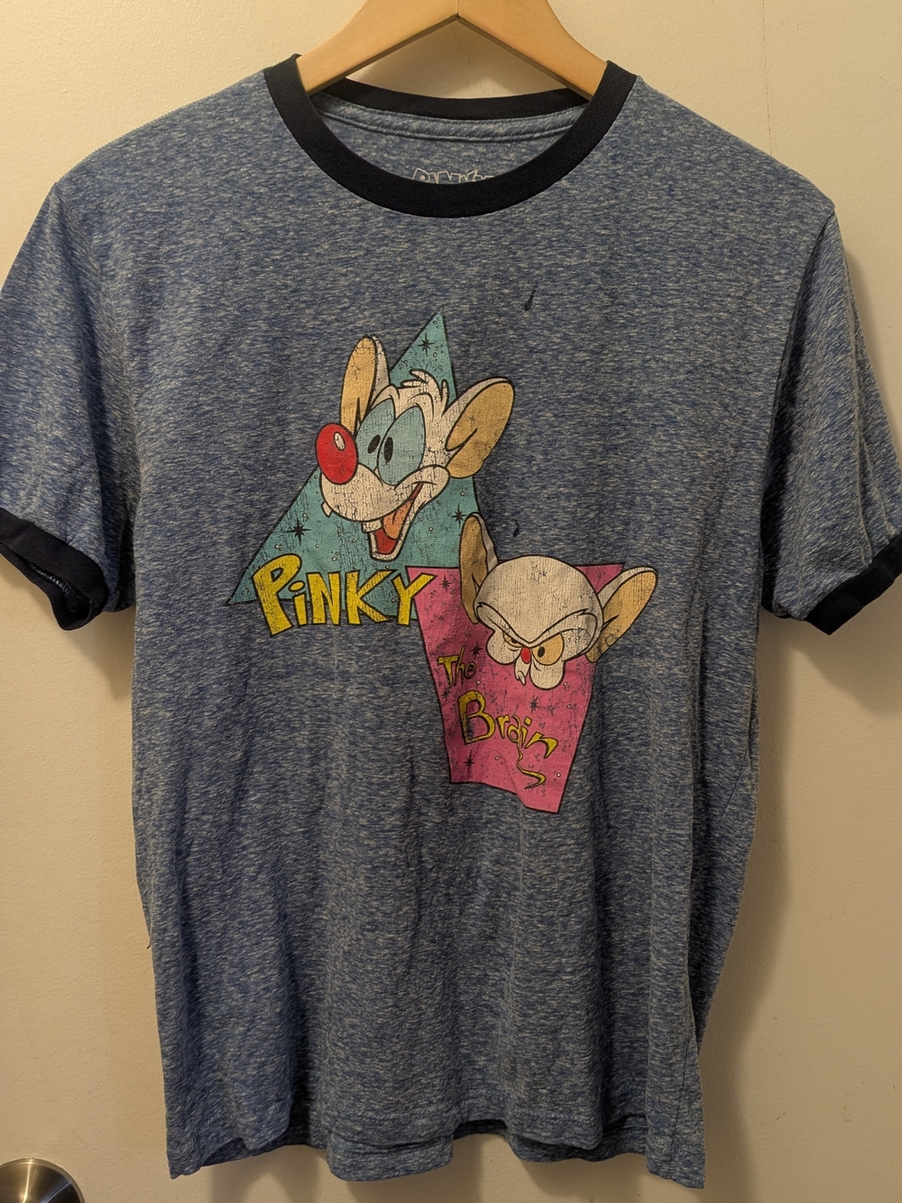 Pinky and the Brain T-Shirt Large Ringer 90s Cartoon Retro Animaniacs Vintage